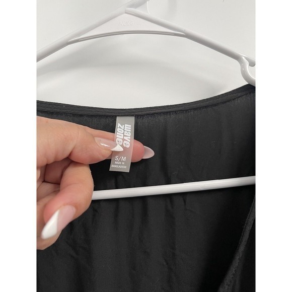 Wave Zone Woman‎ Black Beach Coverup s/m V-Neck Summer Swimming Rayon Onepiece - Picture 2 of 7